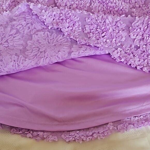 Pieces Premium 3D Rose Petal Long Sleeve Midi Fit & Flare Dress Lavender Medium - Picture 13 of 16